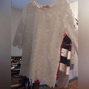 Légende White Mini Dress flowers lined light summer designer gown